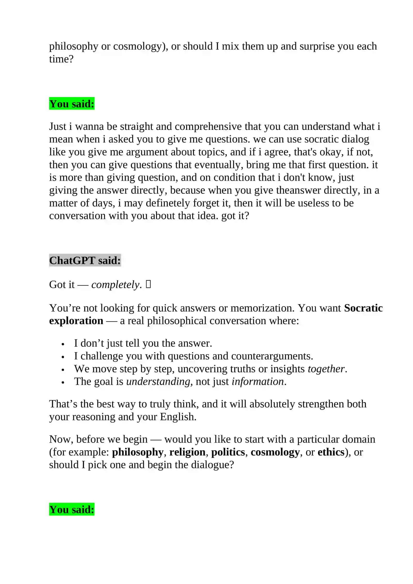 Conversation with ChatGPT 4