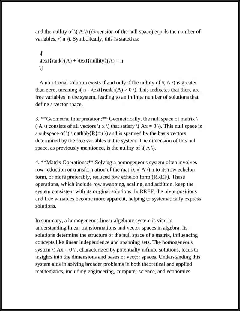 HOMOGENEOUS LINEAR ALGEBRAIC SYSTEMS 4