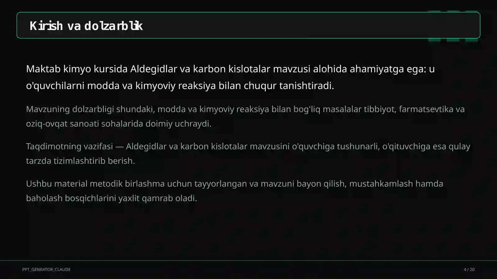 Aldegidlar va karbon kislotalar (10-sinf) 4