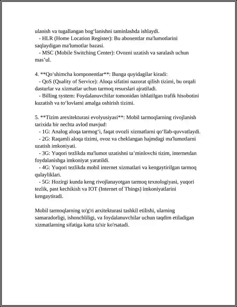 MOBIL TARMOQLARI 4