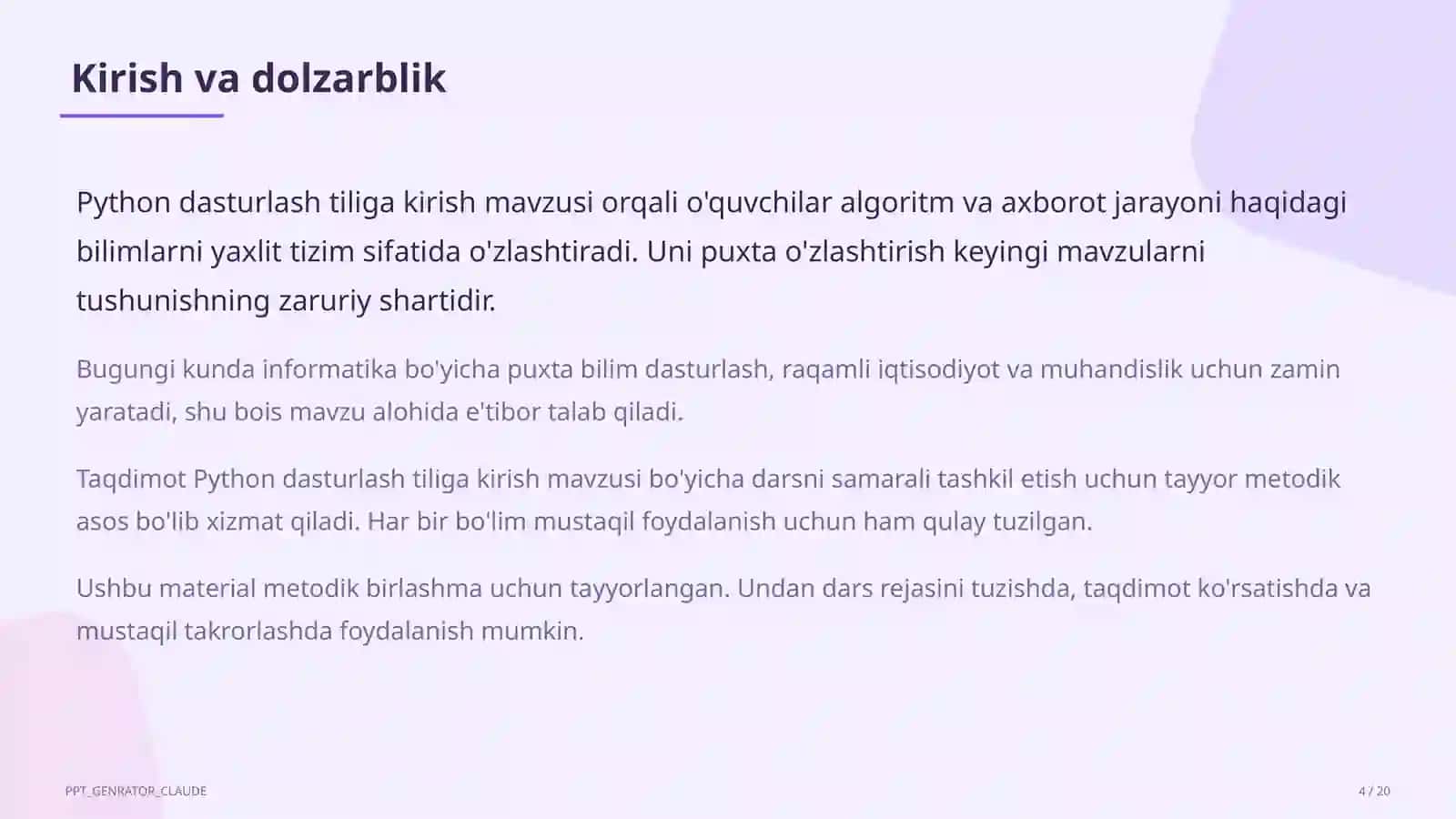 Python dasturlash tiliga kirish (8-sinf) 4
