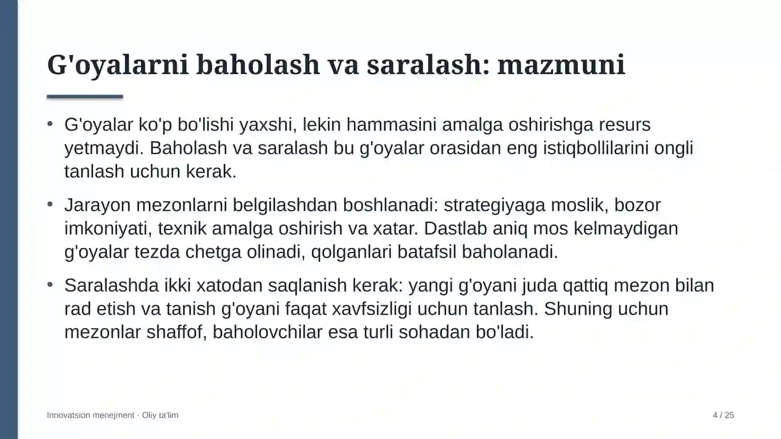 Ilmiy jurnallarda g'oyalarni baholash va saralash 4