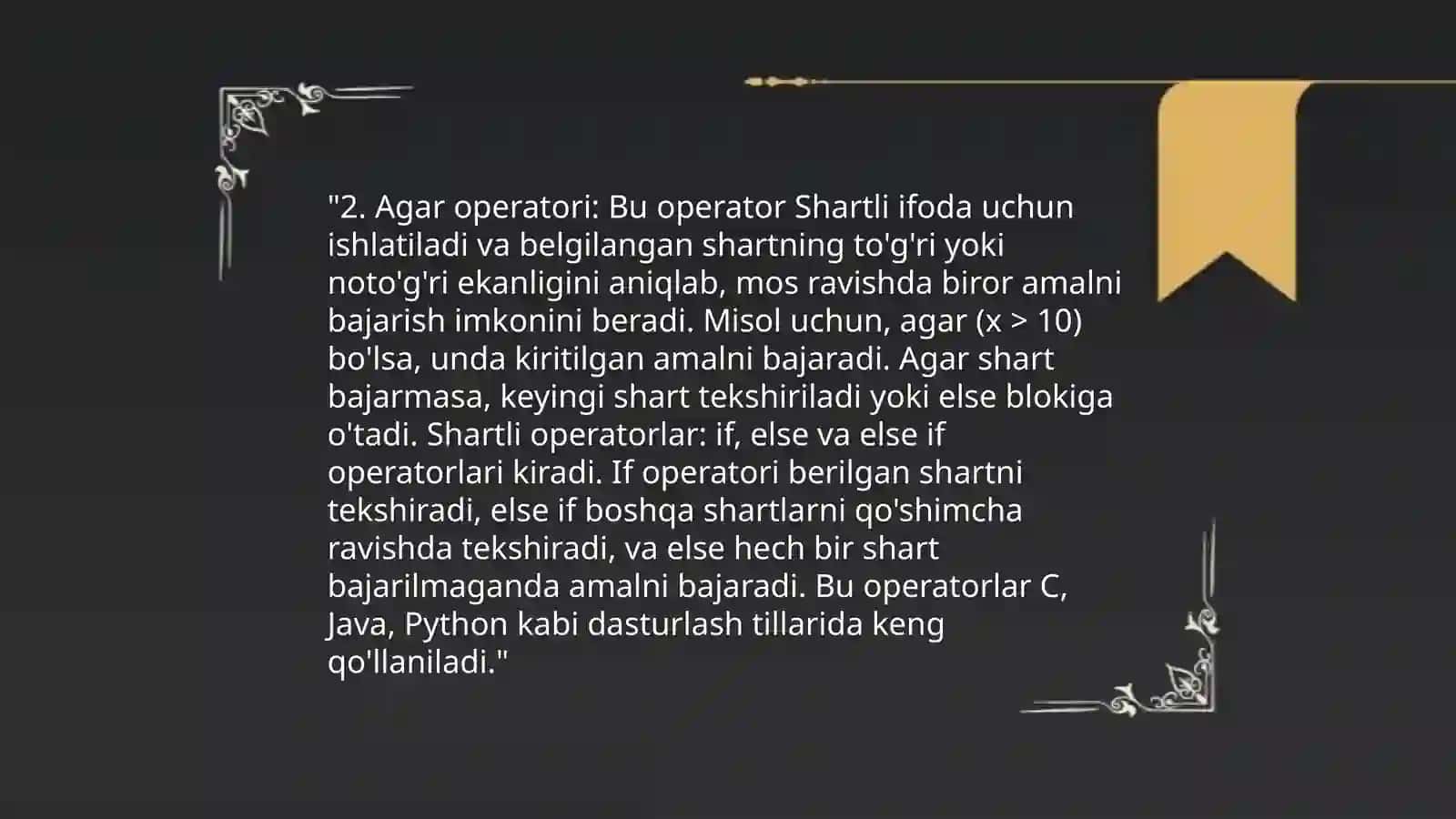 If operatorining asosiy tushunchalari 4