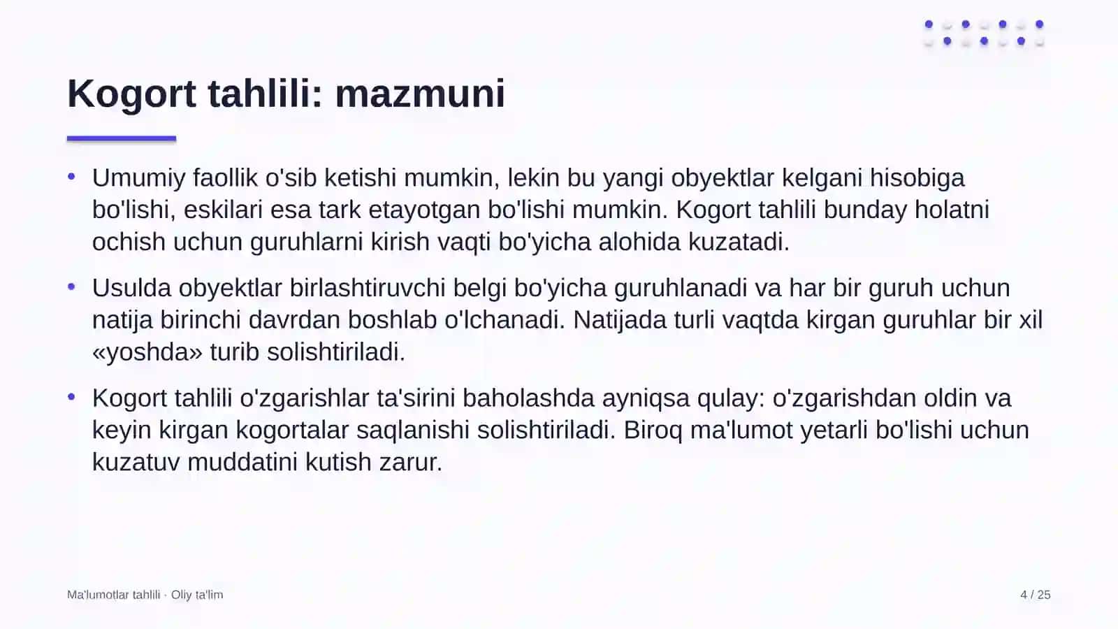 etnoturizmda kogort tahlilini o'tkazish 8724 4