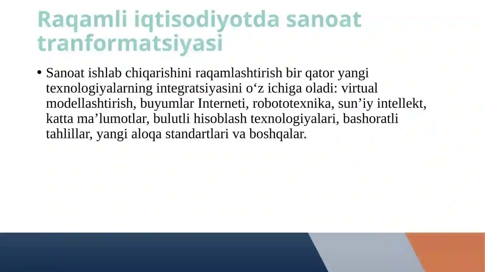 RAQAMLI TRANSFORMATSIYA 4