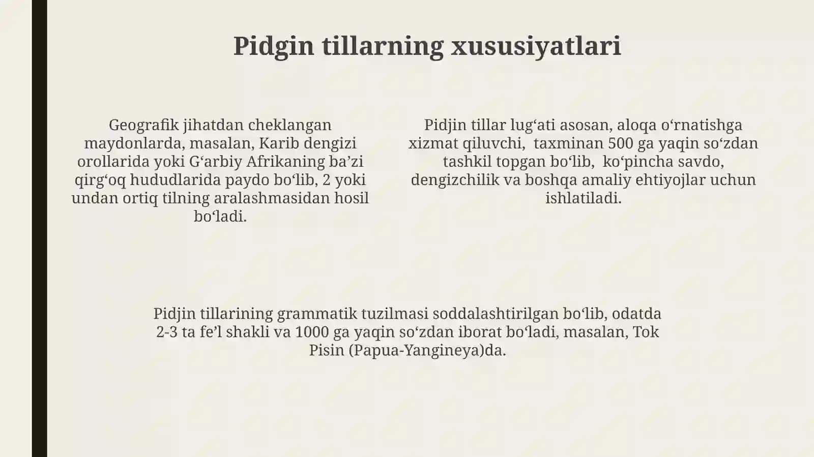 Pidjin tillar 4
