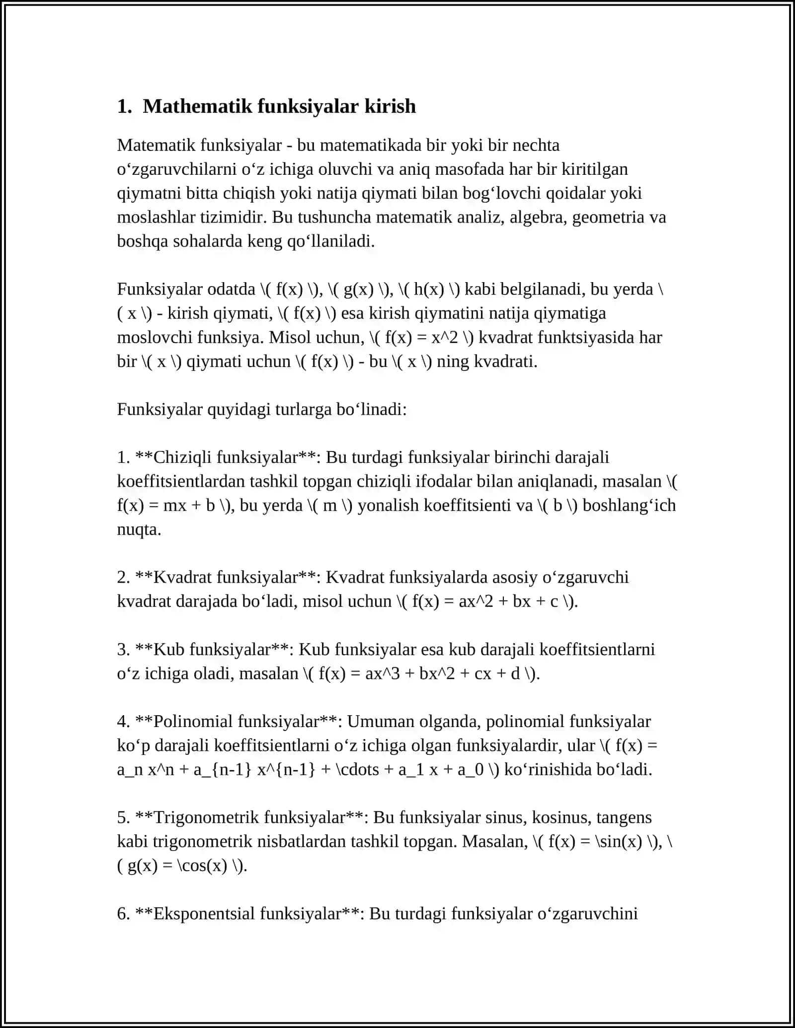 PYTHON DASTURLASH TILIDA FUNKSIYALAR.MATEMATIK FUNKSIYALAR 4