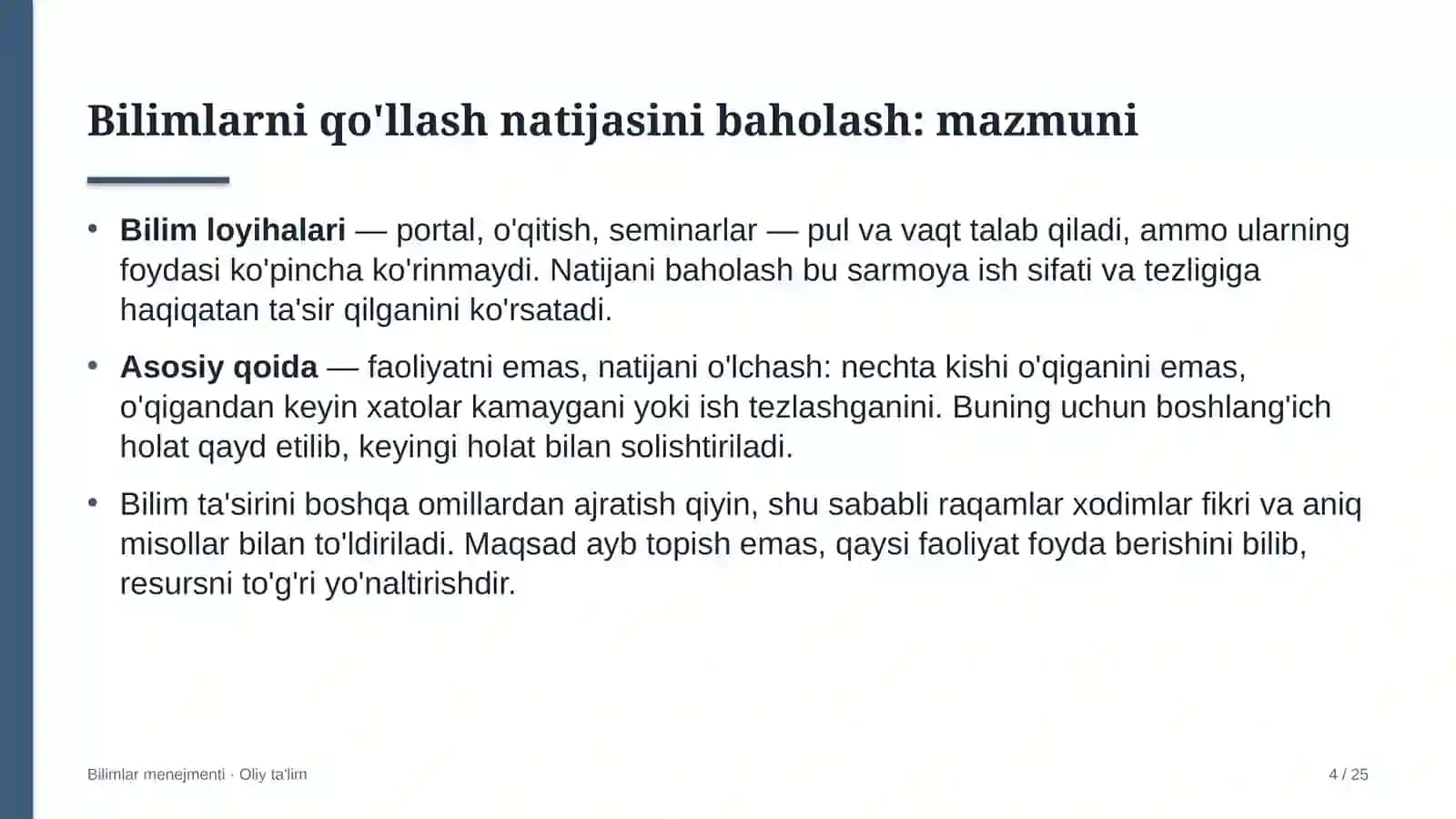 rangli metallurgiyada bilimlarni qo'llash natijalarini baholash 9742 4