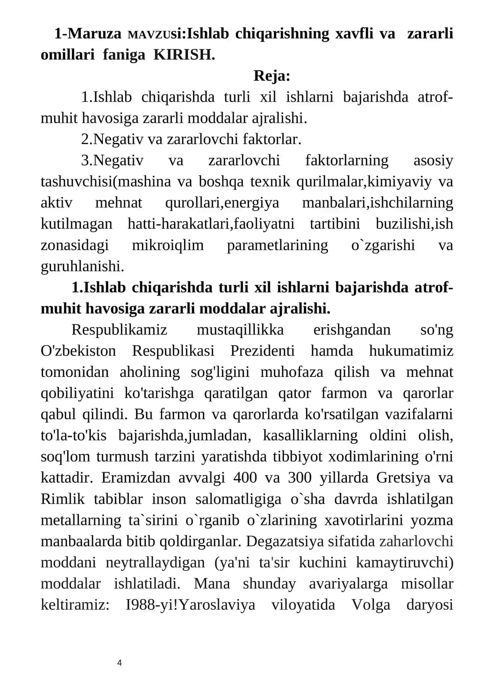 Ishlab chiqarishda xavfli va zararli omillar 4