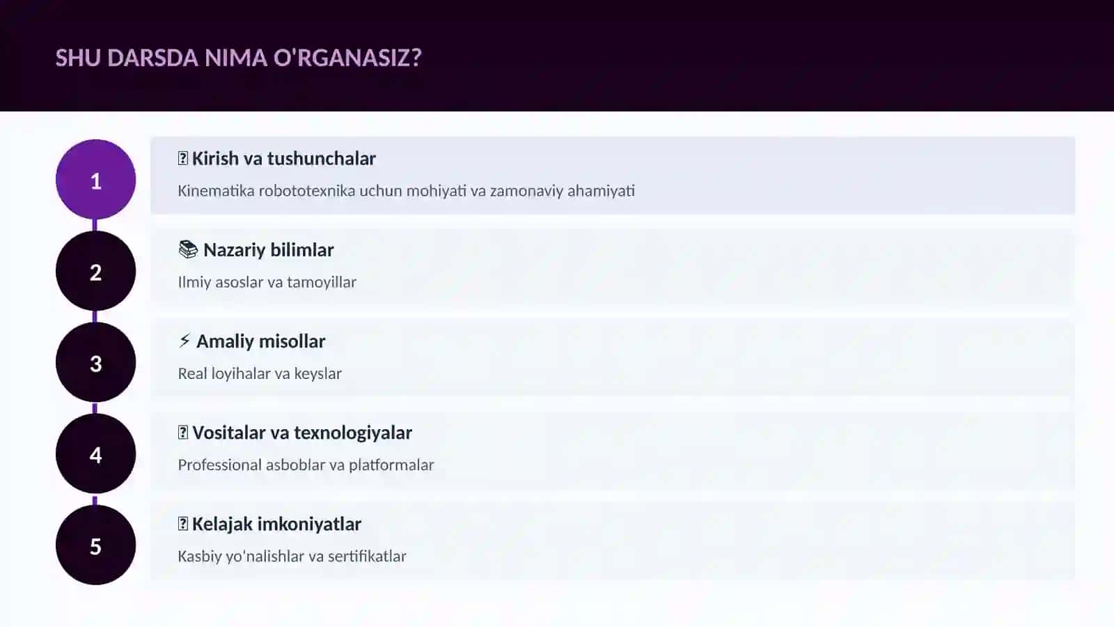 Kinematika robototexnika uchun 4