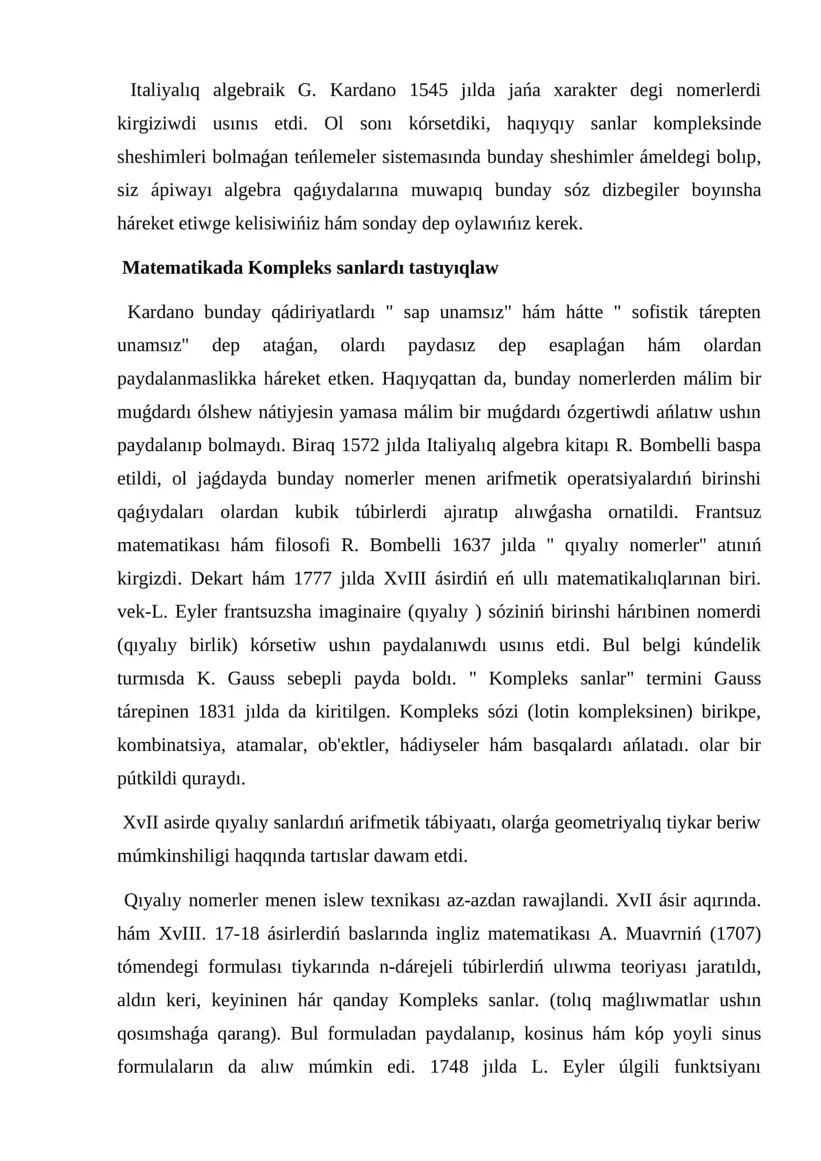 Kompleks sanlar ústinde ámeller 4