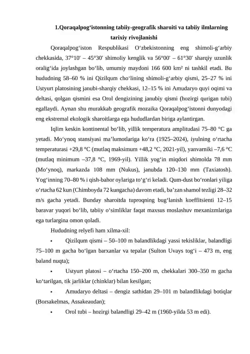 Qoraqalpog‘iston tabiiy ilmlarning rivojlanishi oʻsimliklar ekoloʻgiyasi, hayvonlar ekoloʻgiyasi 4