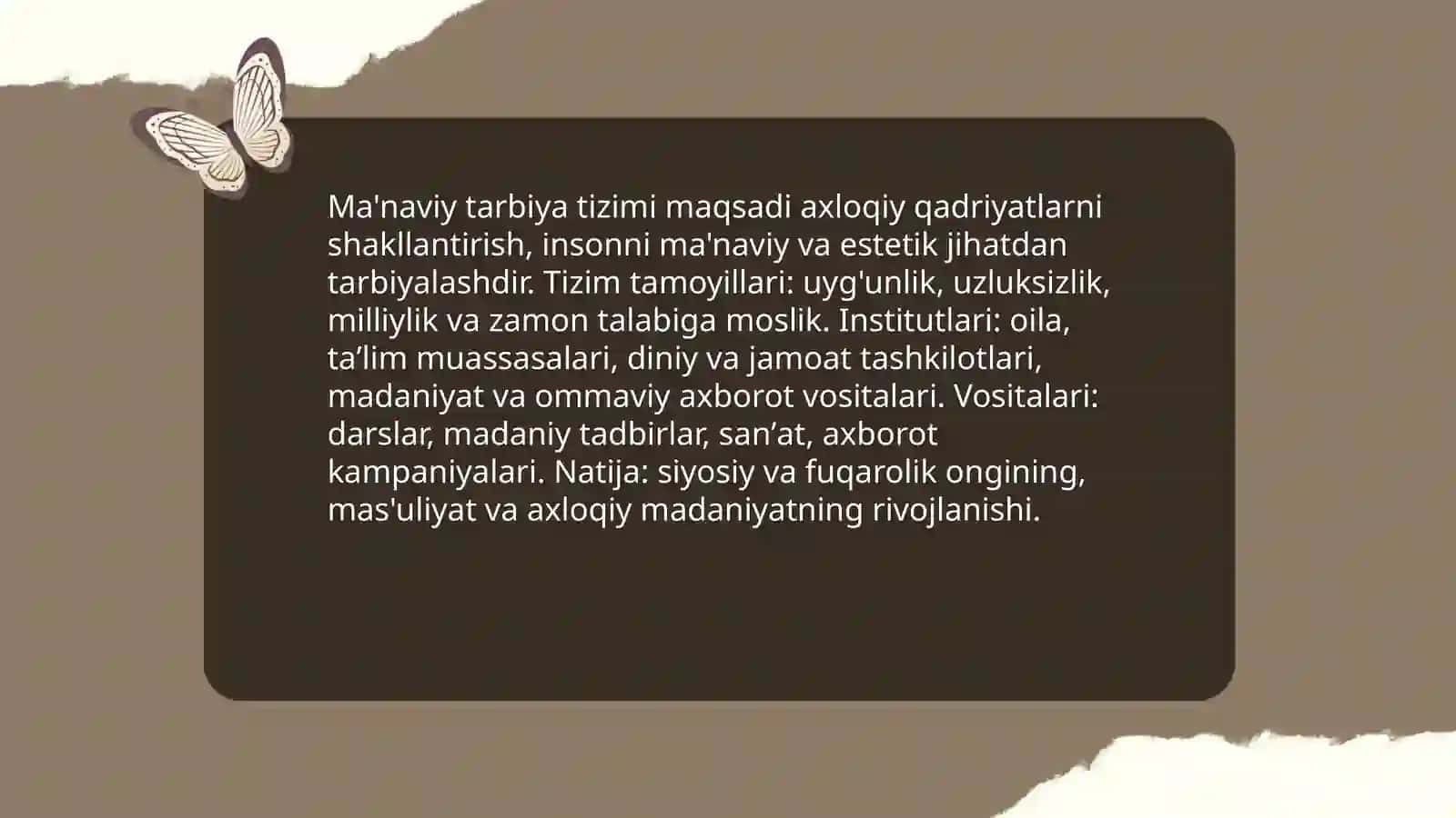 "Jamiyatning ma`naviy sohasi" by Ibragimova Zebuniso 4