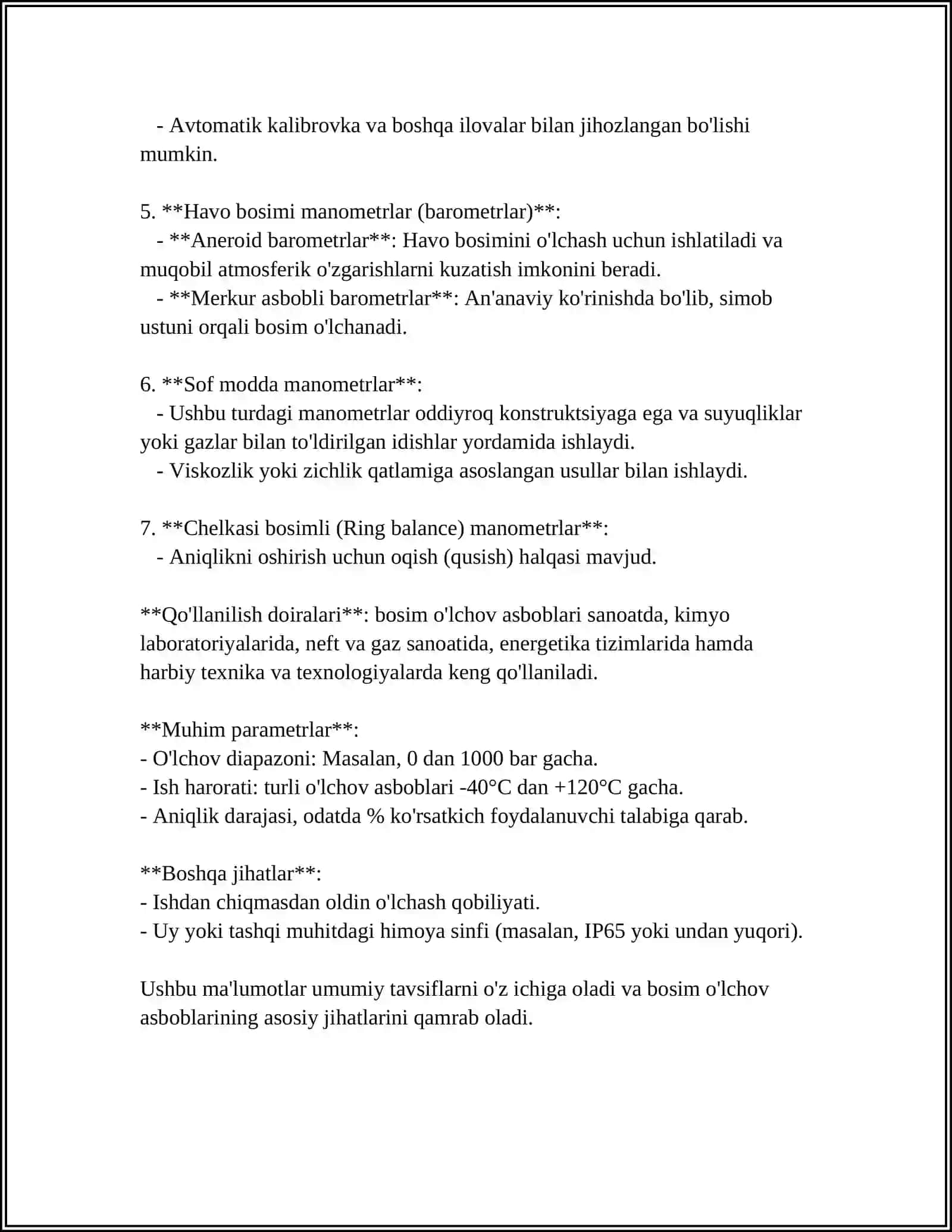 Bosim o'lchash asboblarining turlari 4