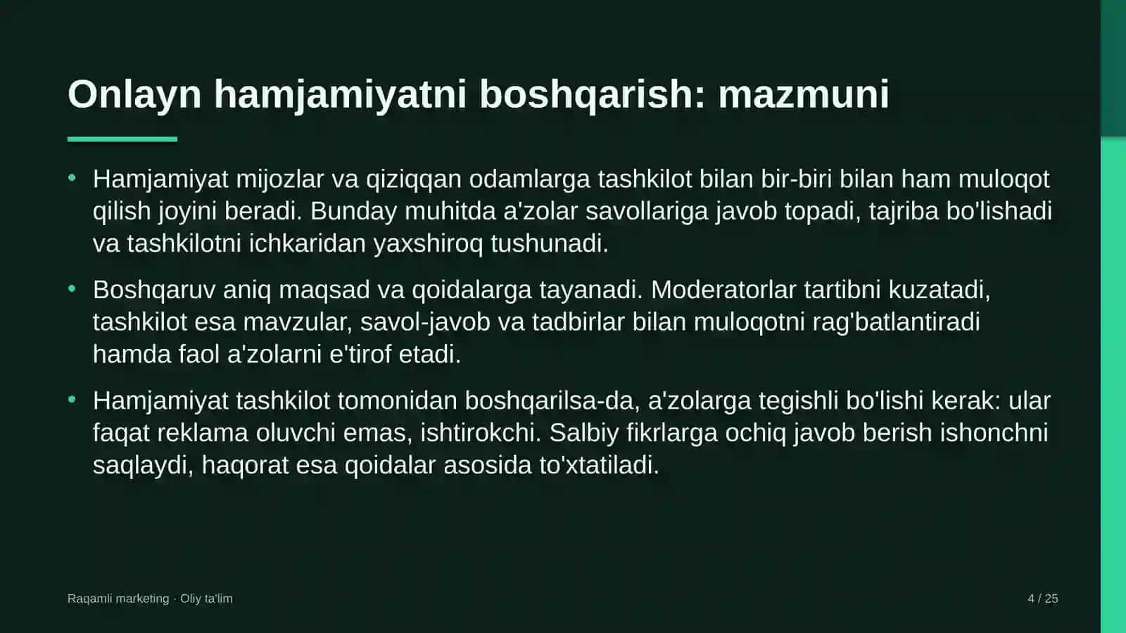 Kitob do'konlarida onlayn hamjamiyatni boshqarish 4