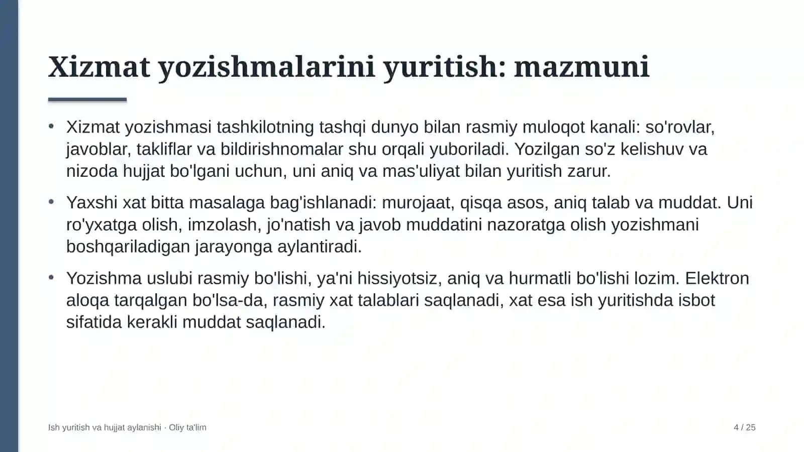 Elektr montaj ishlarida xizmat yozishmalarini yuritish 4