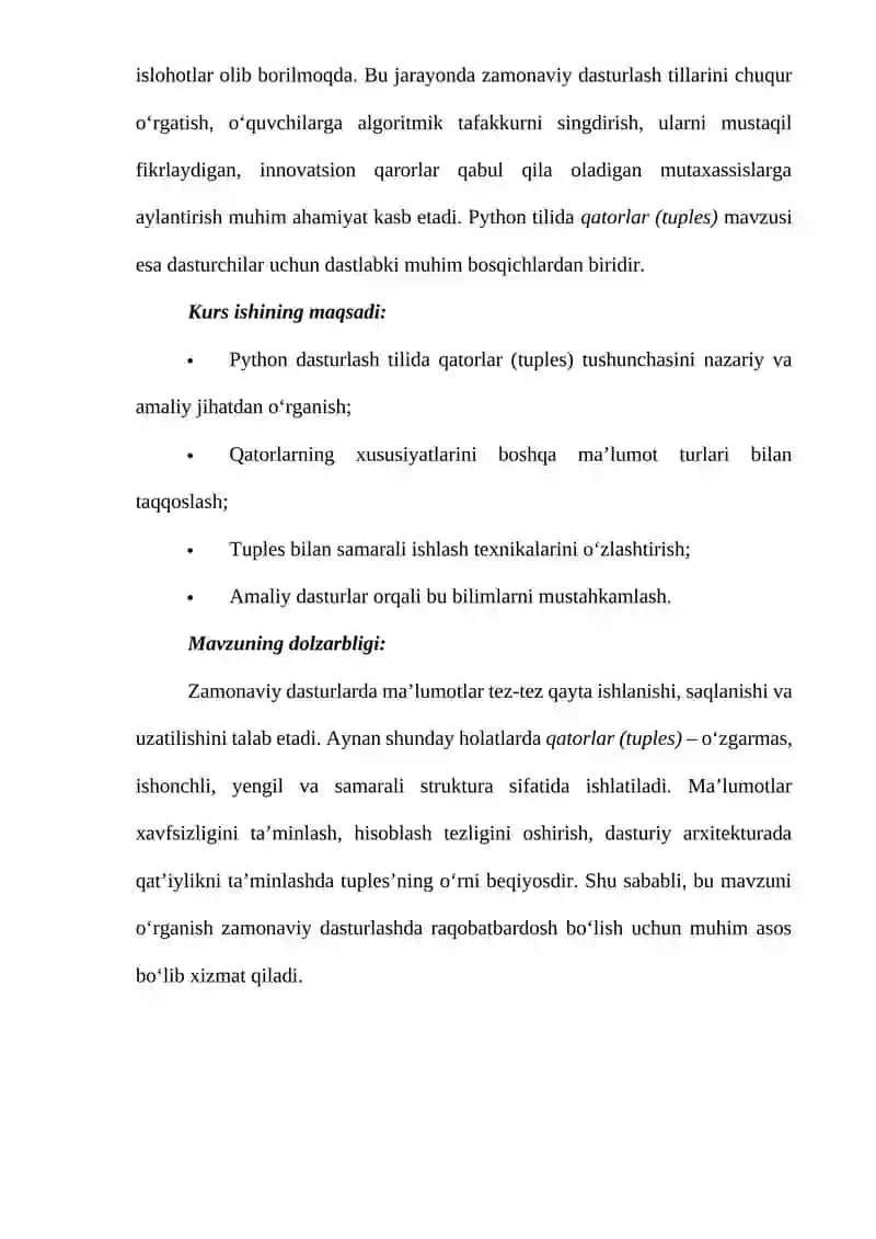 Python dasturlash tilida qatorlar(Tuples) 4