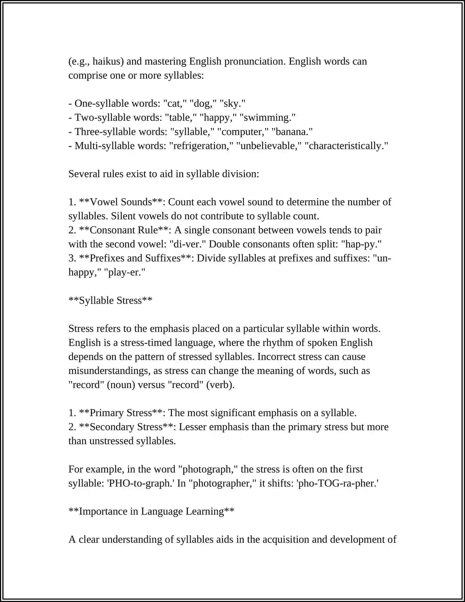 SYLLABLE FORMATION 4