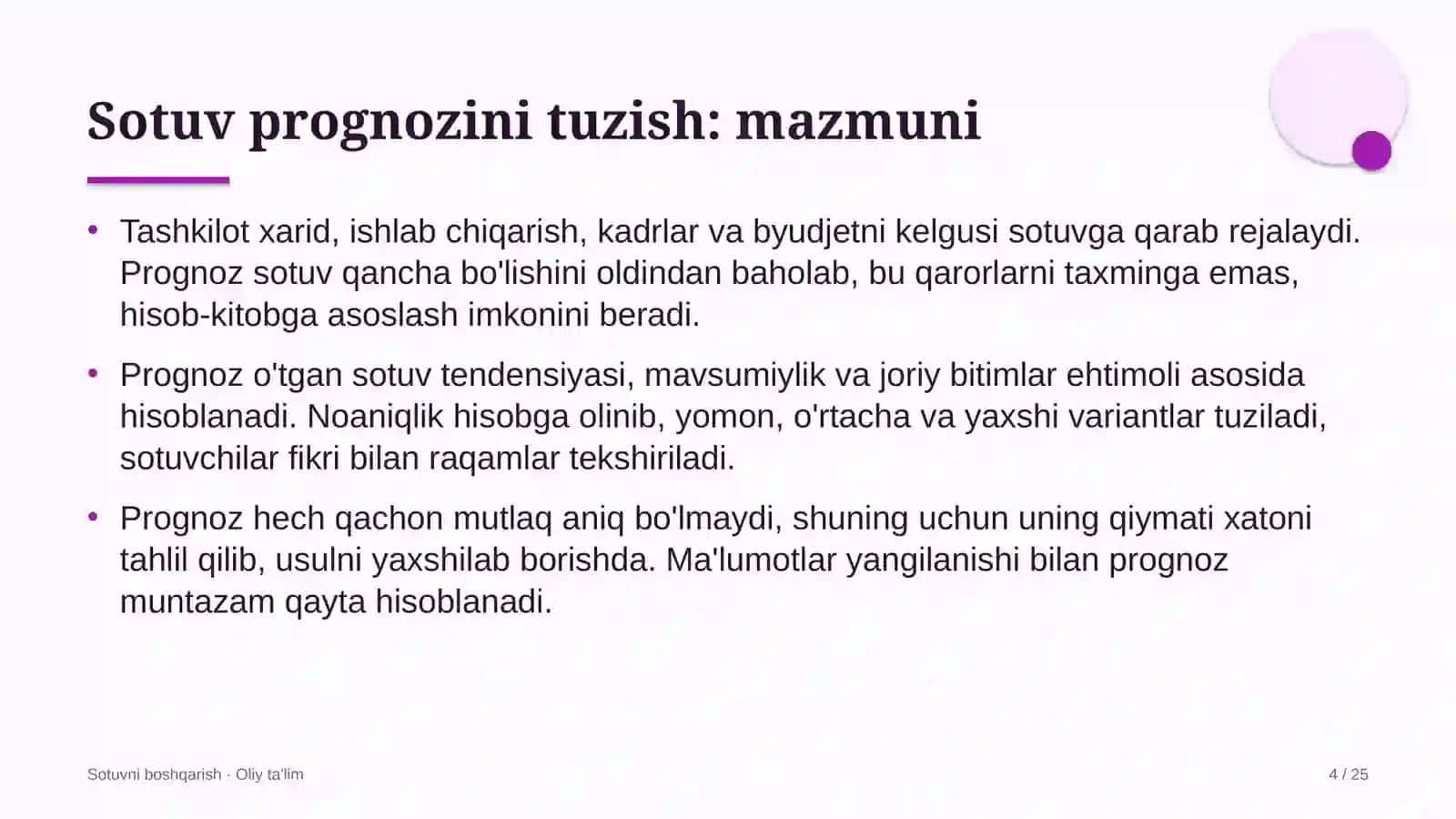 g'allachilikda sotuv prognozini tuzish 4764 4
