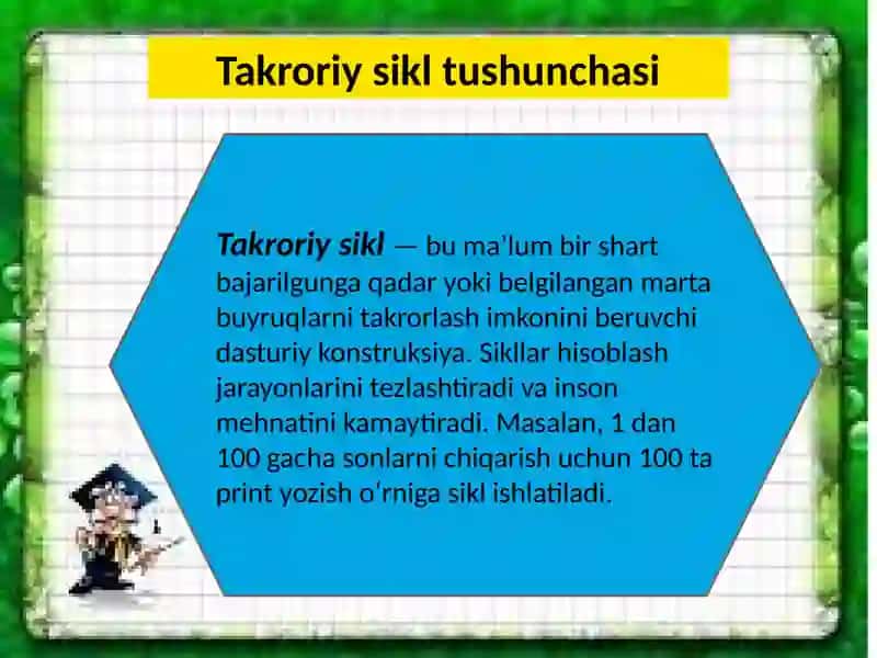 Python va C++ dasturlarida takroriy sikl operatorlari (for, while) 4