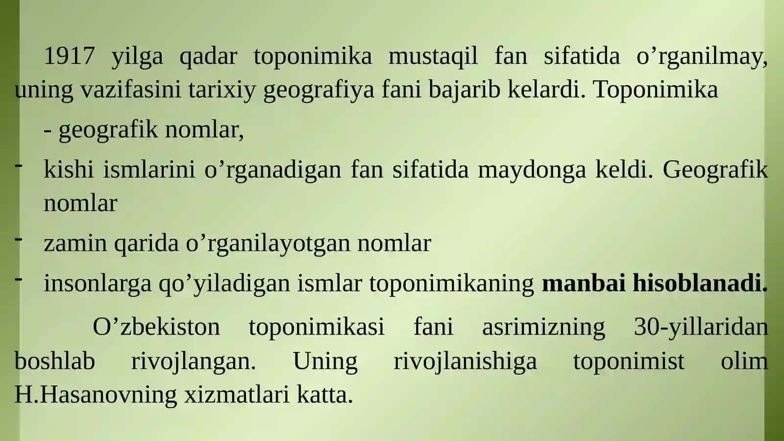 O‘lkashunoslik va turizmning asosiy manbalaridan - toponimika 4