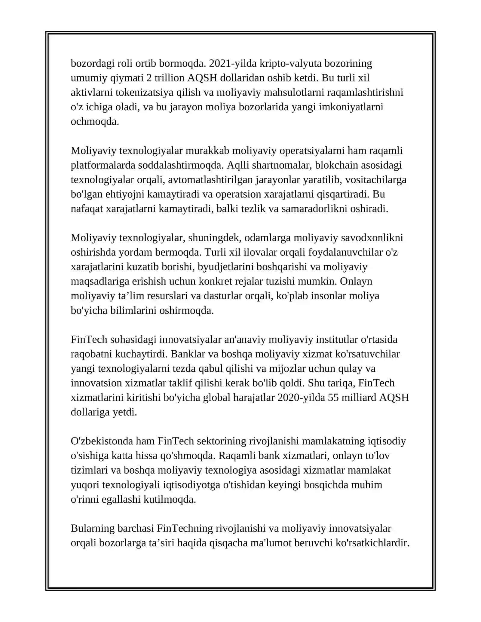 MOLIYAVIY INNOVATSIYALAR VA TEXNOLOGIYALARNING RIVOJLANISHI 4