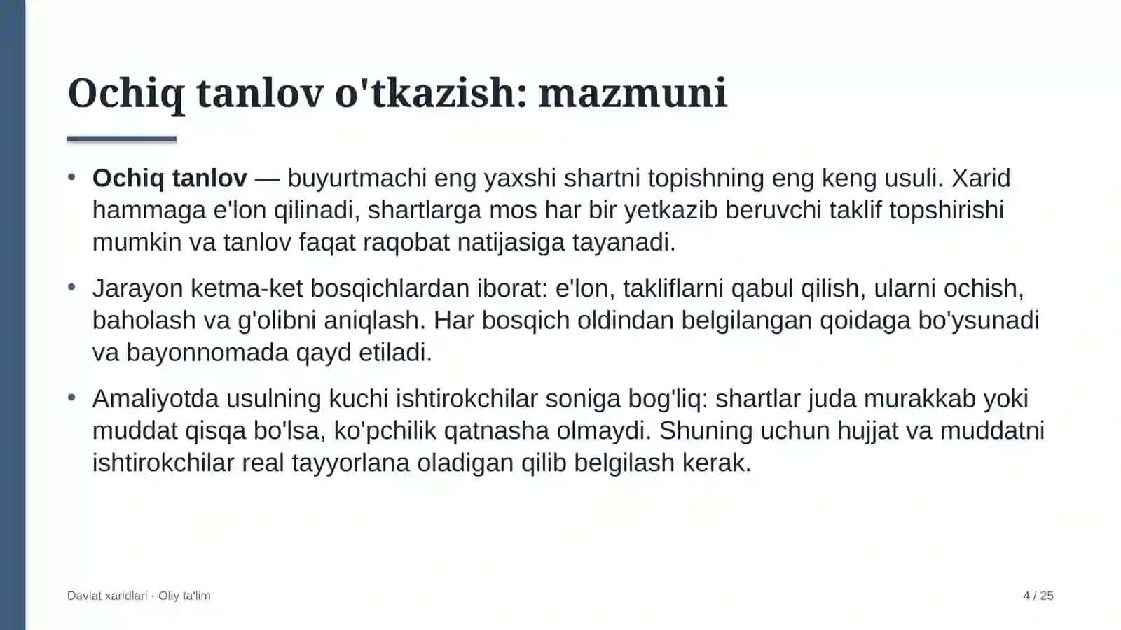 sud tizimida ochiq tanlov o'tkazish 4595 4