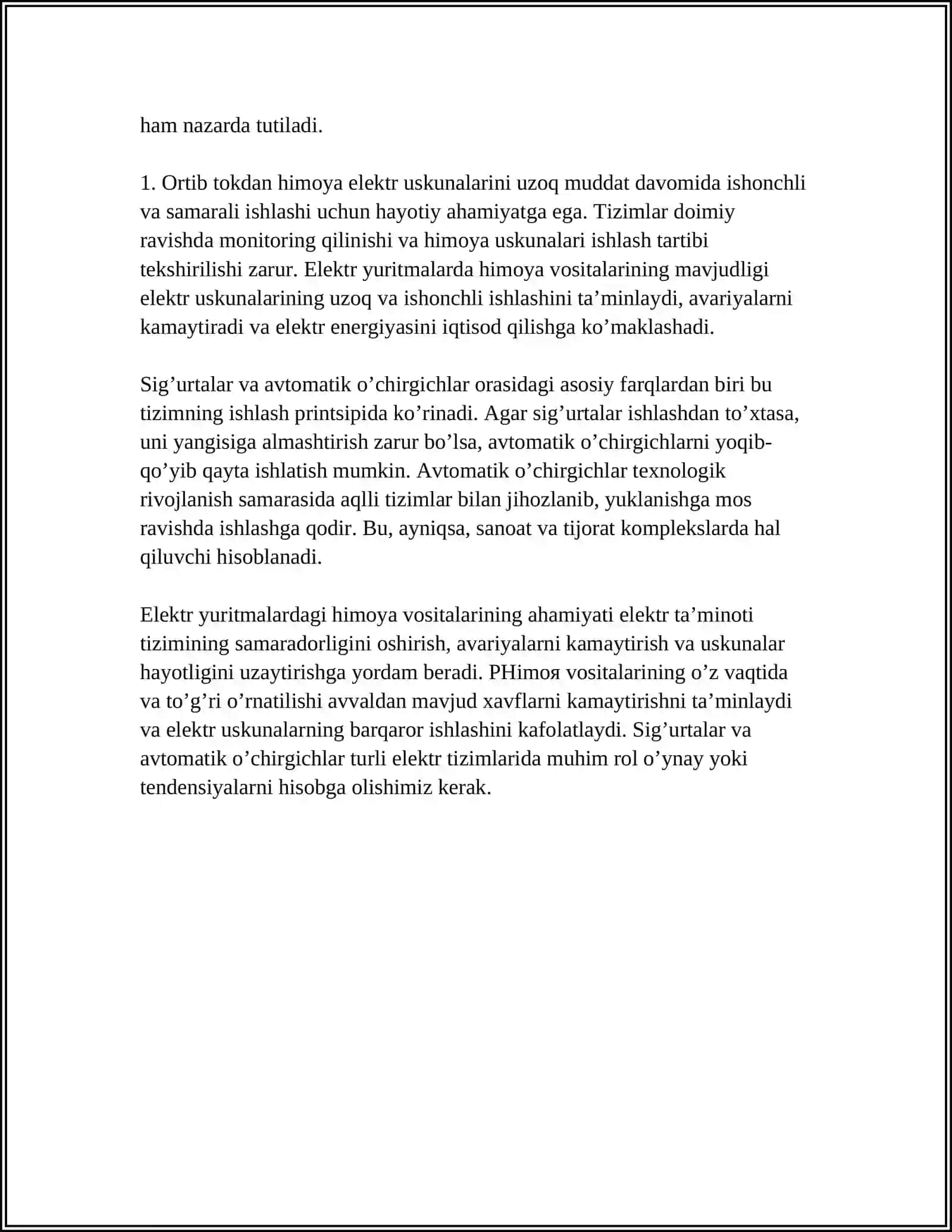ELEKTR YURITMALARIDAGI HIMOYA VOSITALARI (TOK, KUCHLANISH, QIZIB KETISHDAN HIMOYA) 4