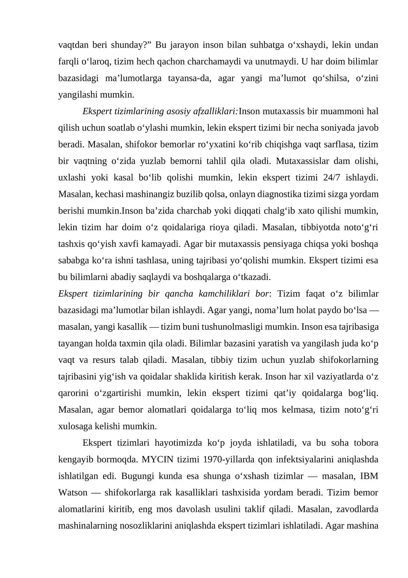 5- Laboratoriya ishi: Ekspert tizimlari 4