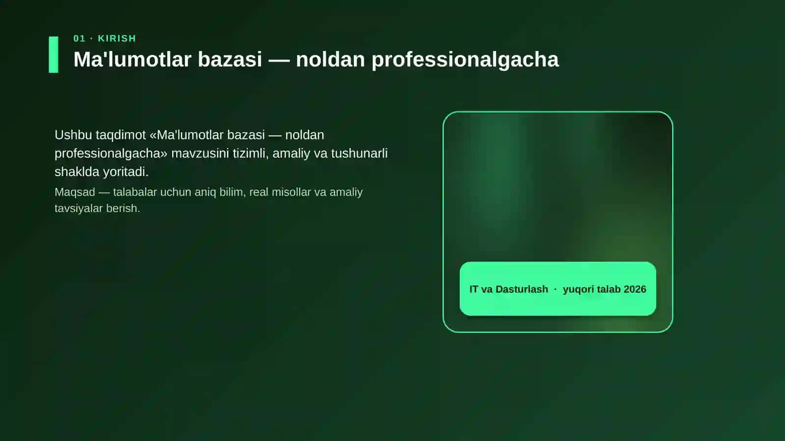 Ma'lumotlar bazasi — noldan professionalgacha 4