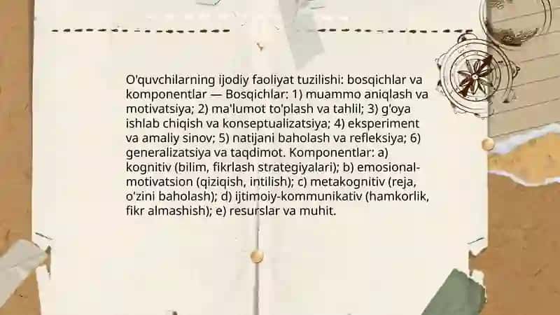 Kreativ pedagogika fanini o'qitishda o'quvchilarning ijodiy faoliyati va uning tuzilishi 4