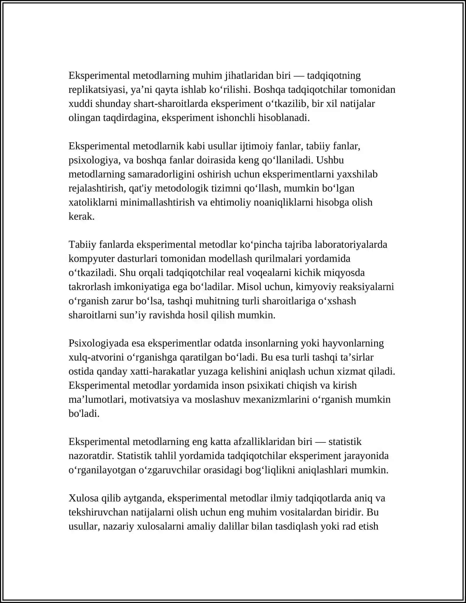 HOZIRGI ZAMON PSIXOLOGIYASINING TADQIQOT METODLARI. PSIXOLOGIYANING FILOGENETIK TARAQQIYOTI 4