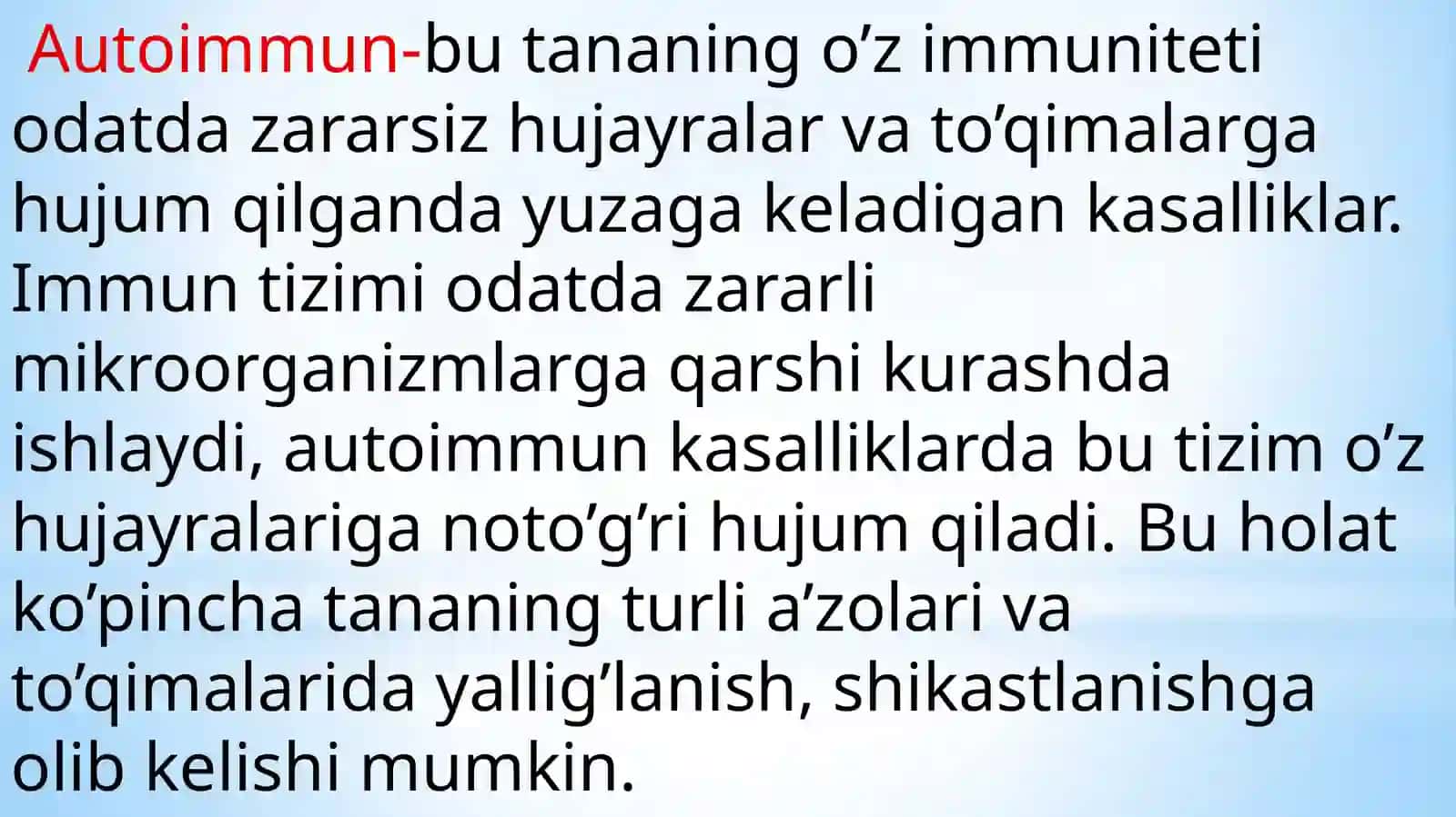 Mavzu:Autoimmun va allergik kasalliklar kelib chiqishi,kechishi,diagnostikasi haqida to'liq ma'lumot 4