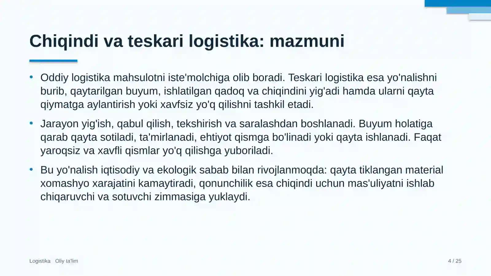 Avtomaktablarda chiqindilarni boshqarish va teskari logistika 4
