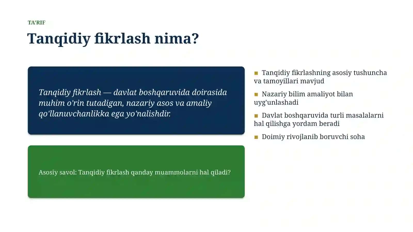 Tanqidiy fikrlash 4