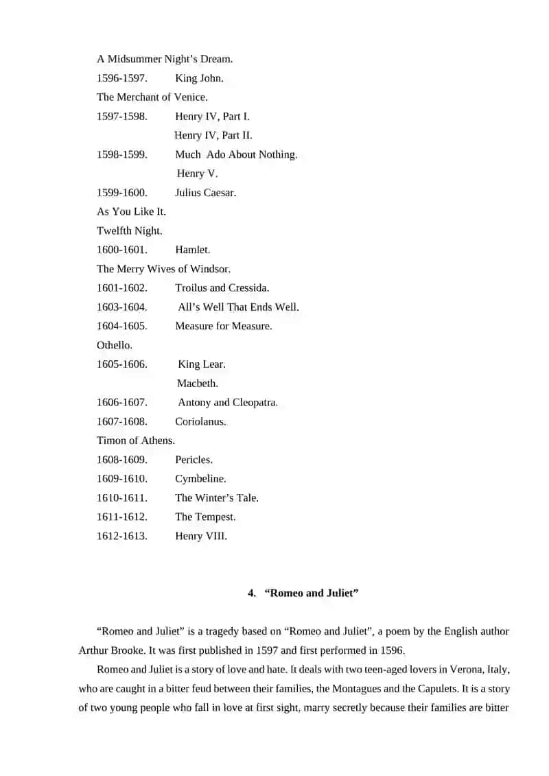 Creative works of William Shakespeare 4