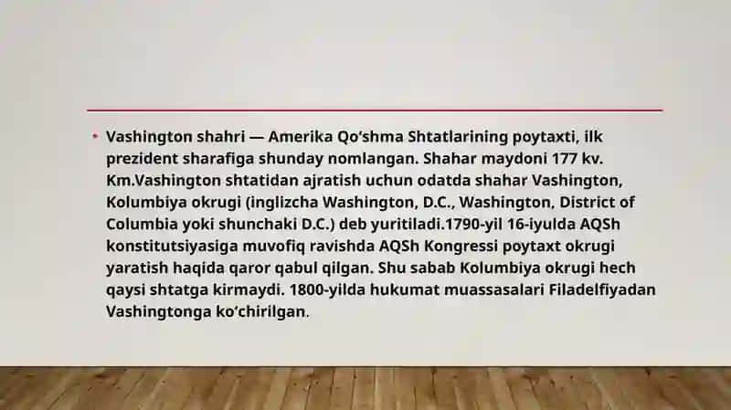 Amerika poytaxt shahar nomlari 4