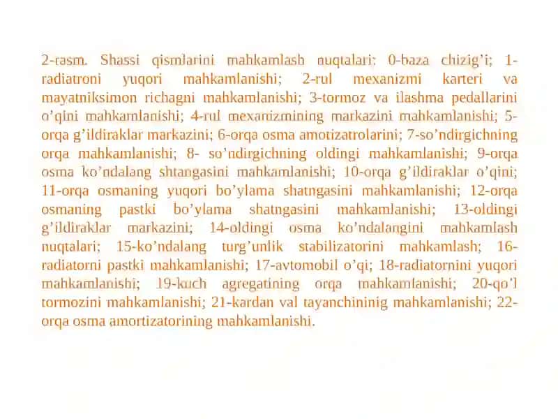 Avtomobil kuzovi va kabinasiga texnik xizmat ko'rsatish va ta'mirlash ishlari texnologiyasi 4