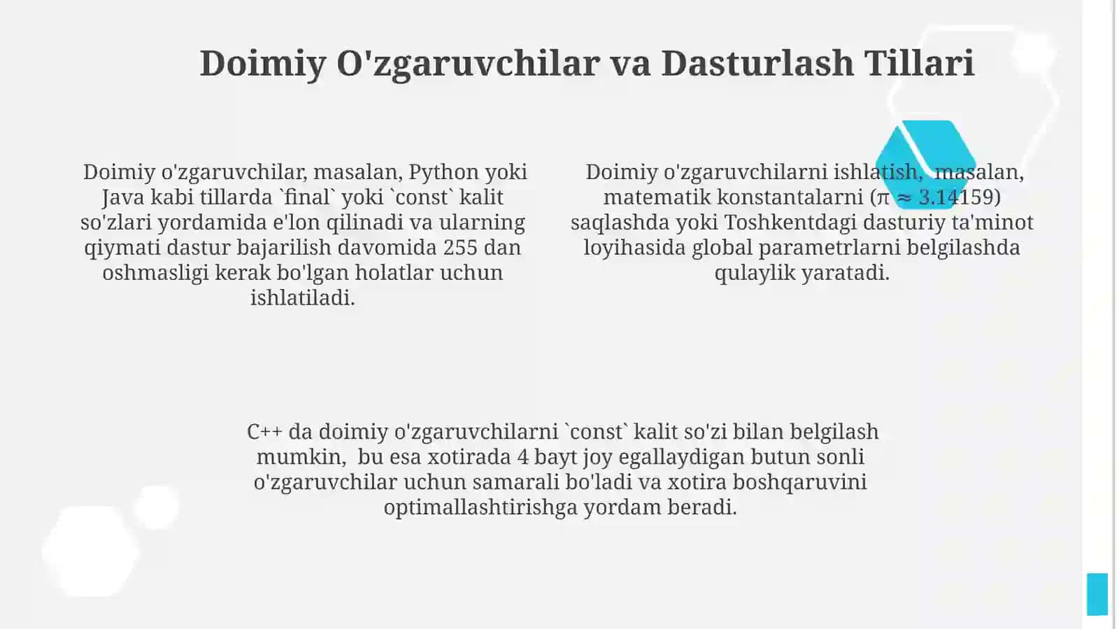 Turlangan oʻzgarmaslar 4