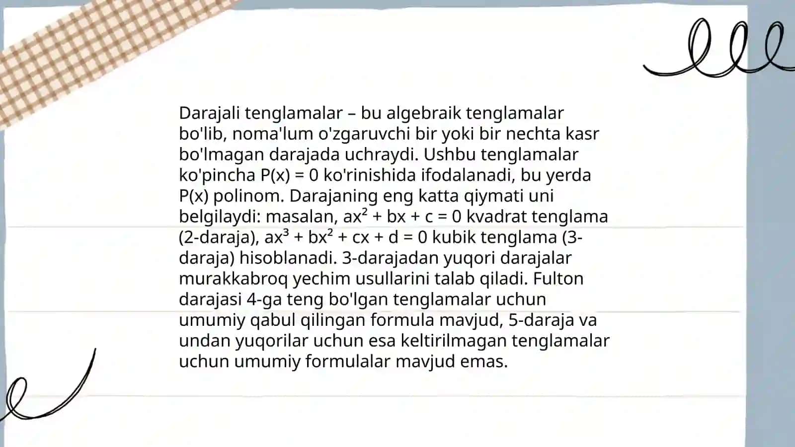 Algebraning asosiy teoremasi 4
