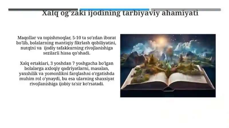 Afsonalar, rivoyatlar, va eposlar xalq pedagogikasidagi oʻrnivaahamiyati 4