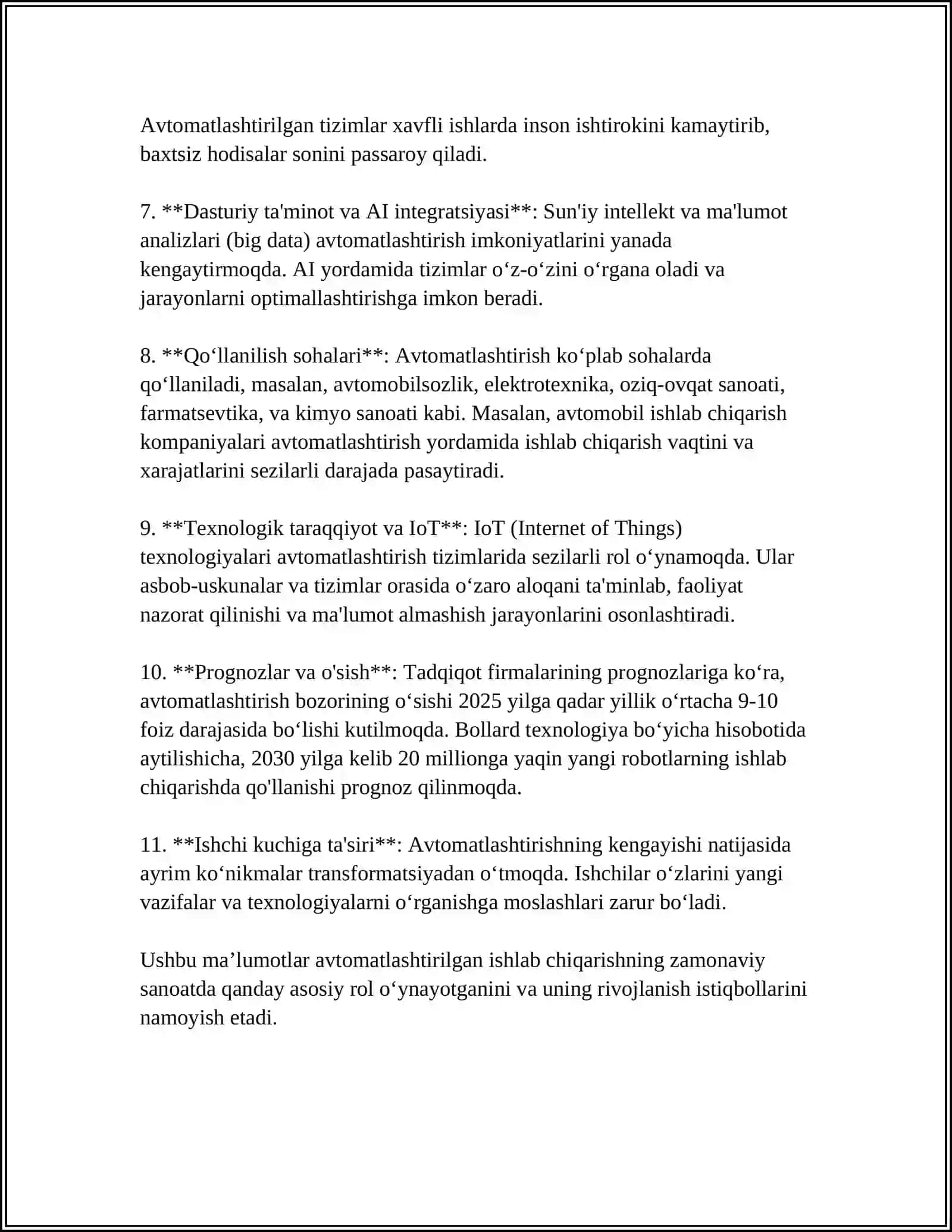 RAQAMLI DASTURDA BOSHQARILADIGAN DASTGOHLAR DA AVTOMATLASHTIRILGAN ISHLAB CHIQARISHDA BAZALASH 4