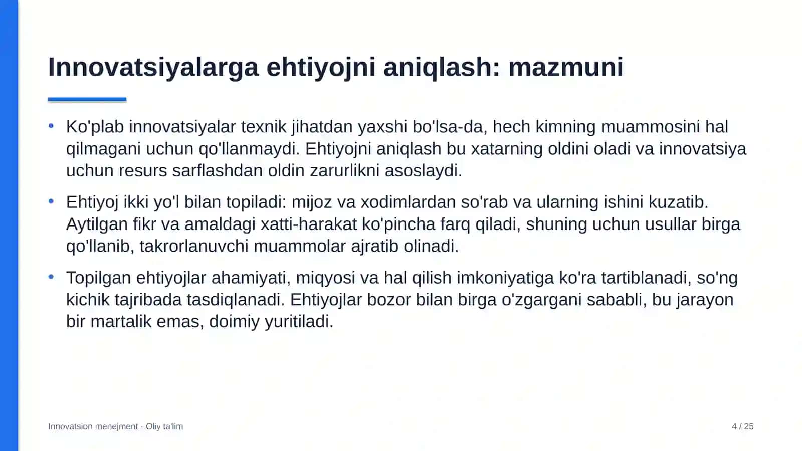 sug'urta kompaniyalarida innovatsiyalarga bo'lgan ehtiyojni aniqlash 6819 4
