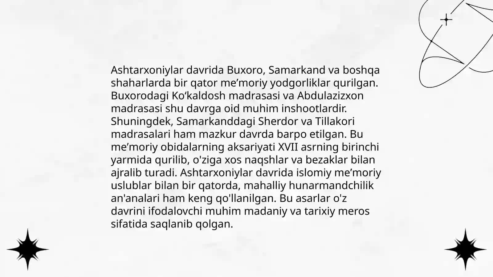 Shayboniylar va Ashtarxoniylar davrida meʼmorchilik va shaharsozlik 4