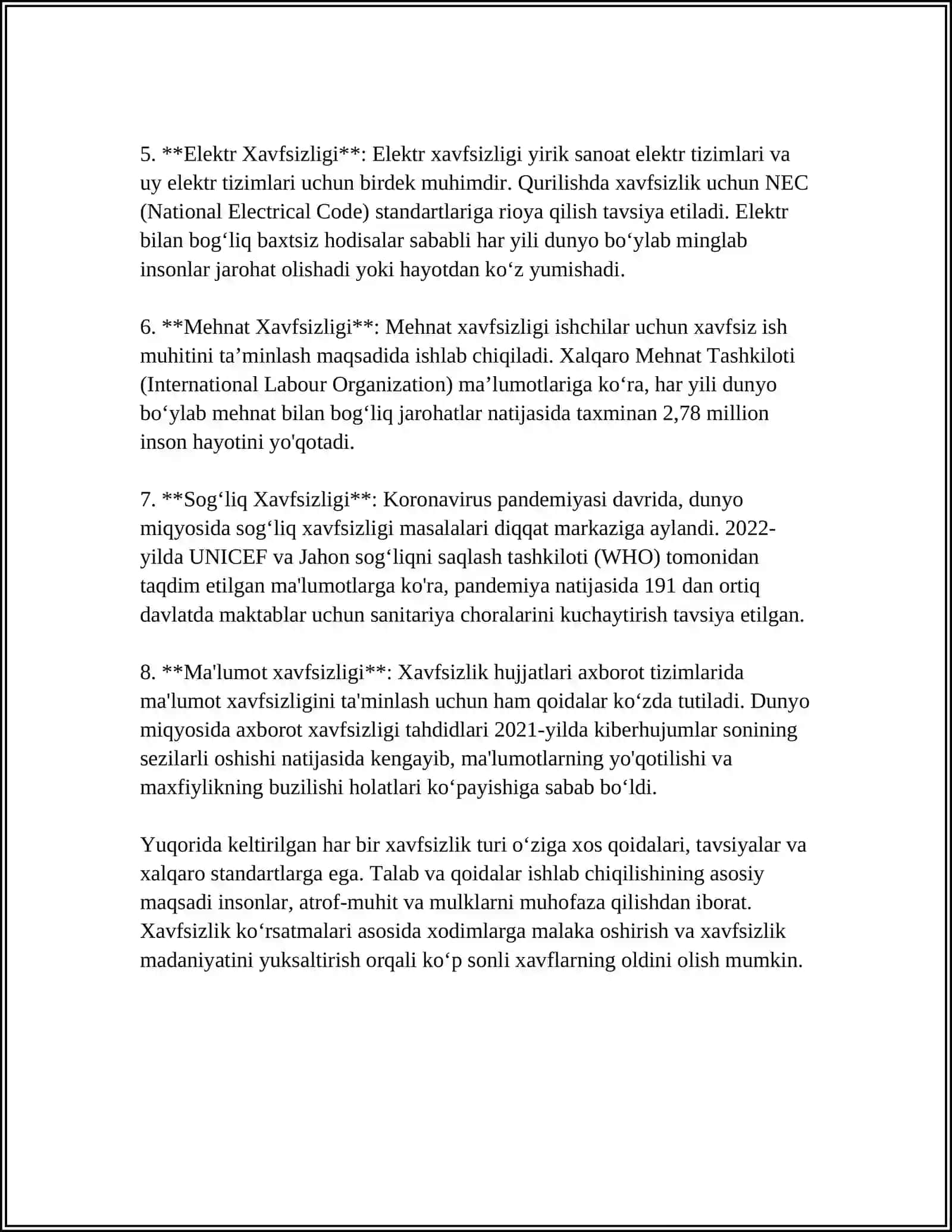 Umumiy Xavfsizlik Talab va Qoidalari 4