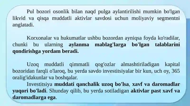 PUL BOZORIDA MUVOZANAT 4