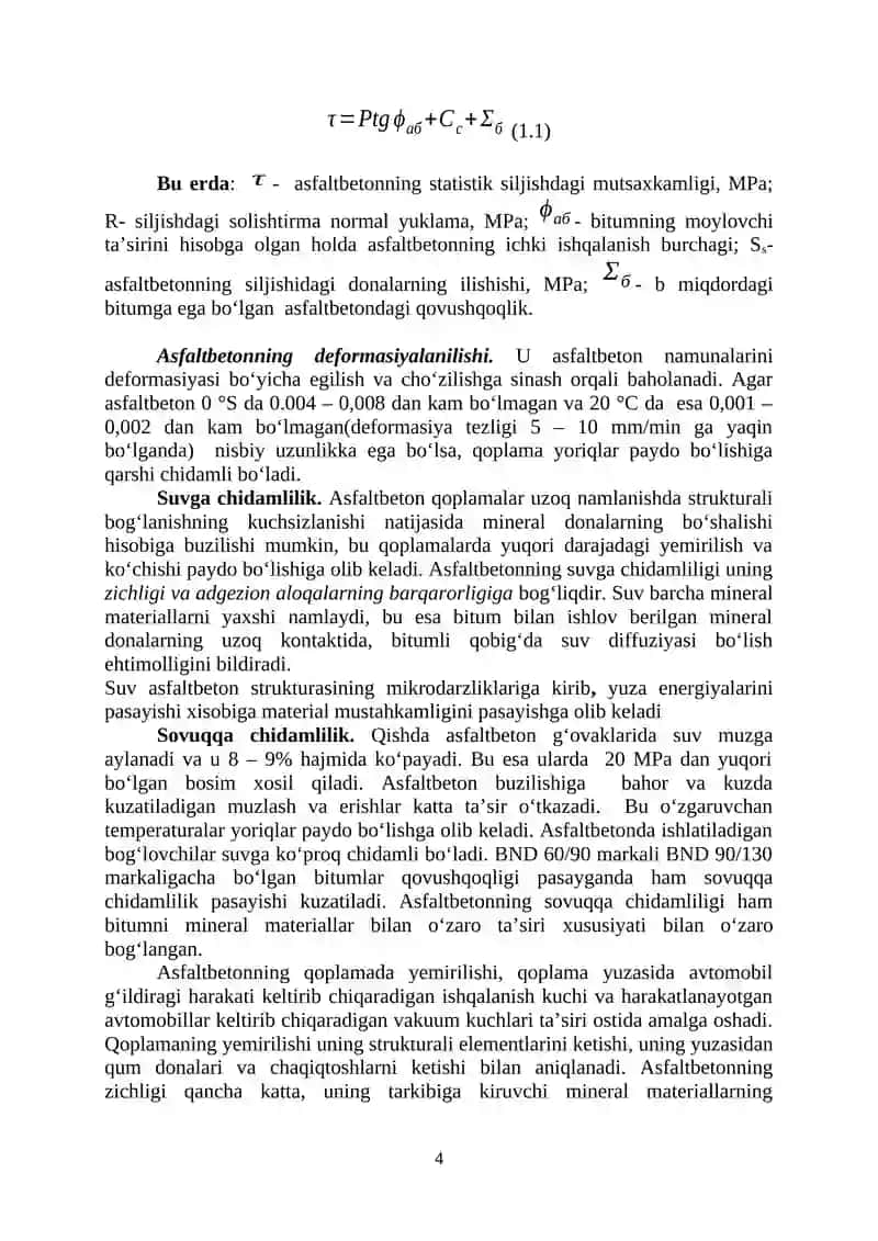 ASFALTBETON VA SEMENTBETON QOPLAMALARINI QURISh 4