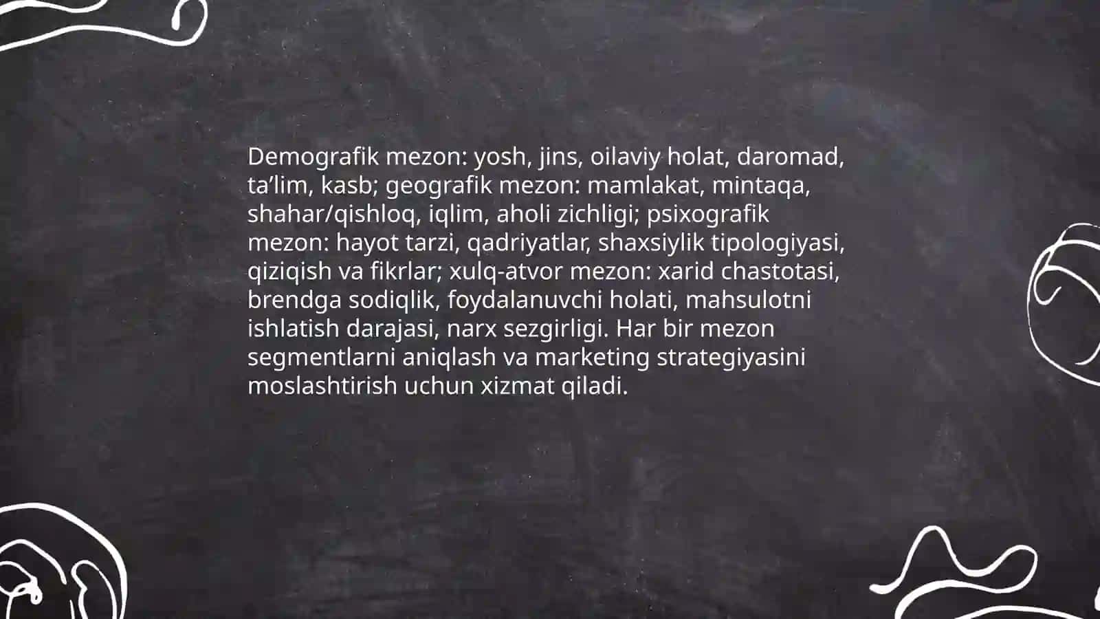 Bozorni segmentatsiya qilishning nazariy asoslari va tamoyillari 4