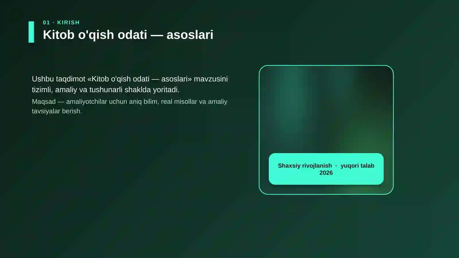 Kitob o'qish odati — asoslari 4