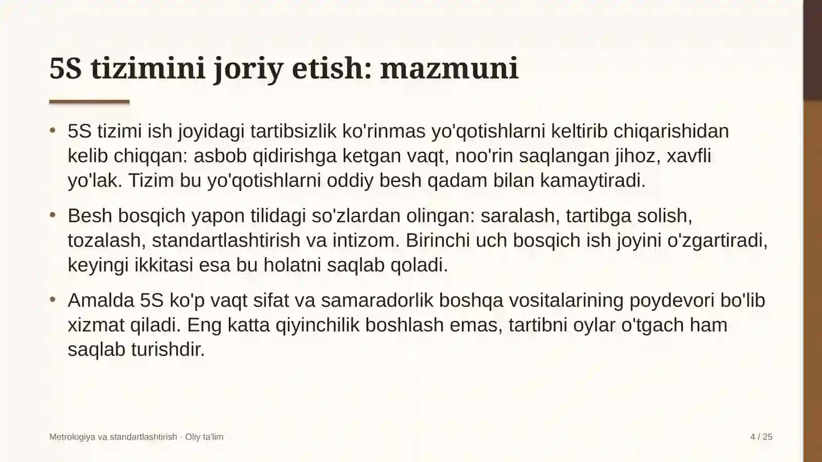 Dublyaj studiyalarida 5S tizimini joriy etish 4